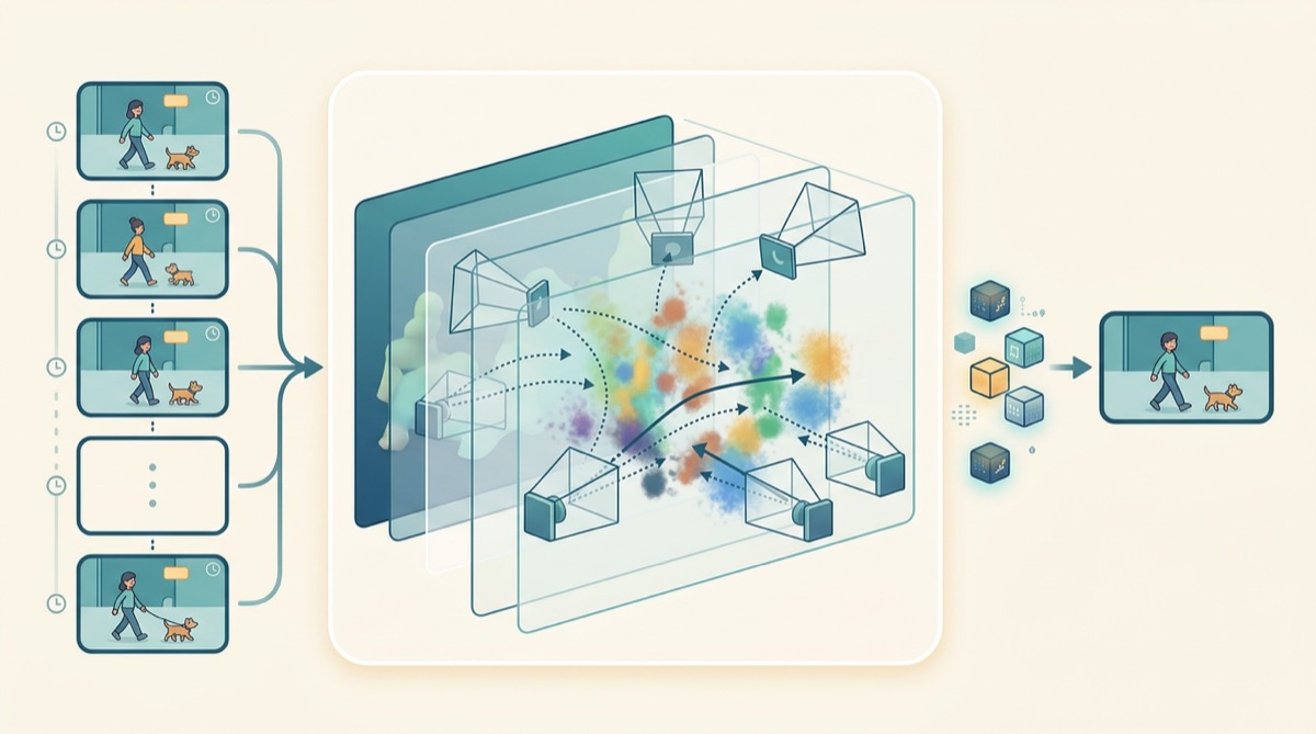Cartoon illustration of 3D and 4D video world representation